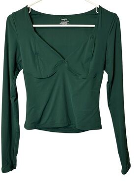 Qinsen Dark Green Top Coquette Forest Fairy Pinup Sculpt Seam Size M Y2K